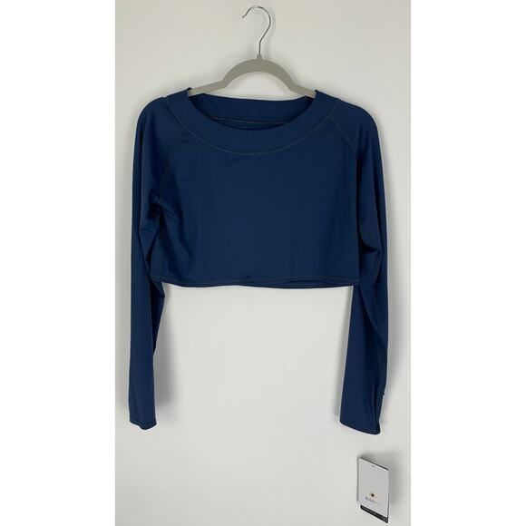 BloqUV Womens Crop Top 4001 Size Large Midnight Blue UPF 50+ Sun Protection New - Picture 3 of 9